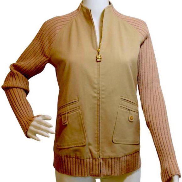 tSt.John  Sport Beige Sport Jacket Silk Linned Raglan Knit Sleeves Winter wear. - Picture 6 of 8